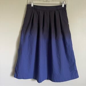 Madewell Blue Ombre Midi A-Line Midi Skirt Pleats Tradwife Office Career Size 4